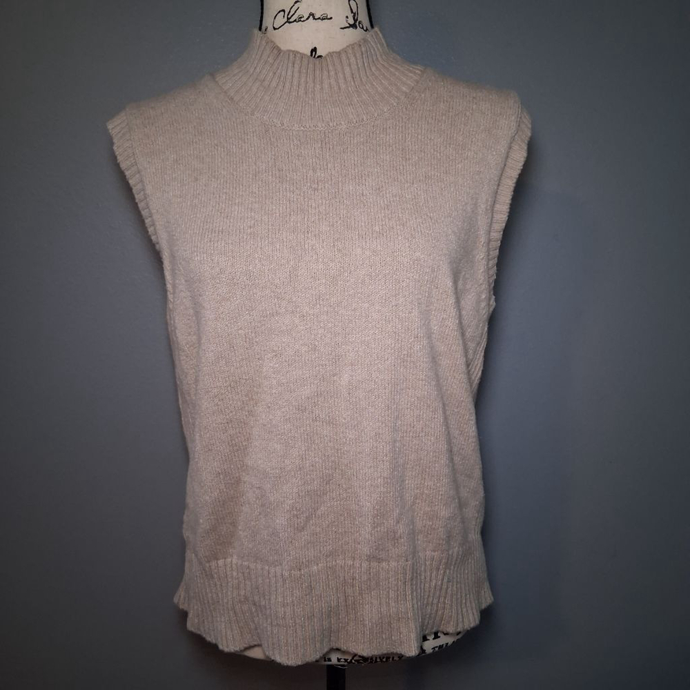 Alex Mill Oatmeal Mock Neck Knit Sweater Vest
